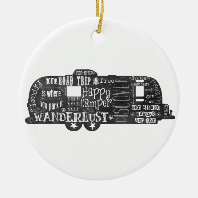 Chalkboard Trailer Ceramic Tree Decoration (Front)