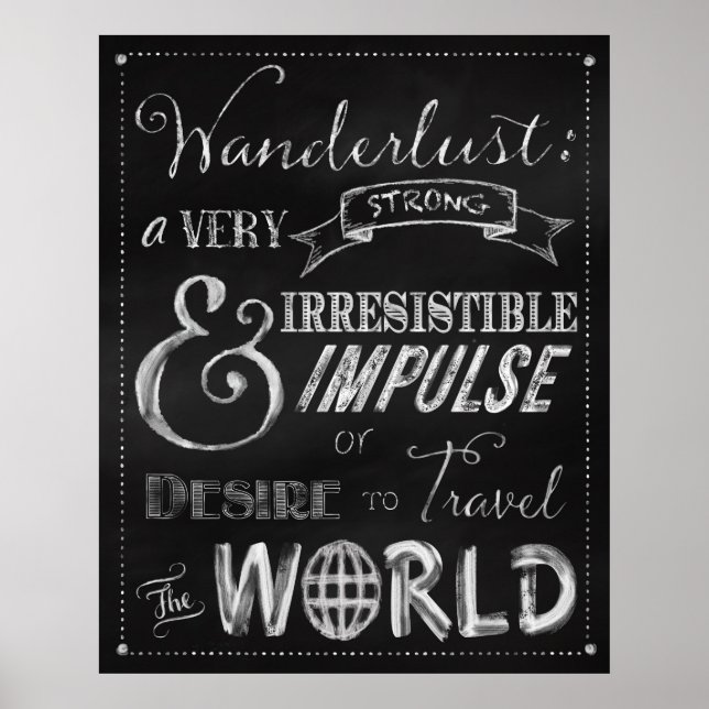 Chalkboard travel quote original art poster (Front)