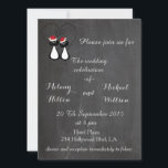 Chalkboard trendy funny Santa cat couple wedding Invitation<br><div class="desc">Chalkboard  trendy funny Santa cat couple wedding invitation.</div>