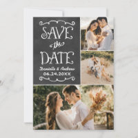 Chalkboard Triple Photo Collage Wedding