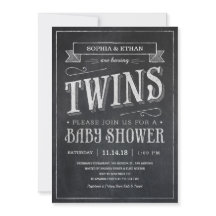 Chalkboard Twin Baby Shower Invitations