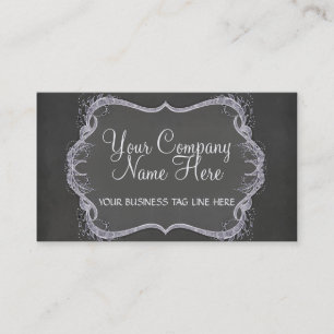Chalkboard Typographic Leaf Swirl Modern Business Business Card