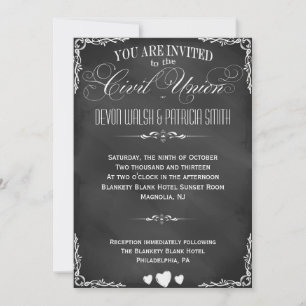 Chalkboard Typography Civil Union Invitation