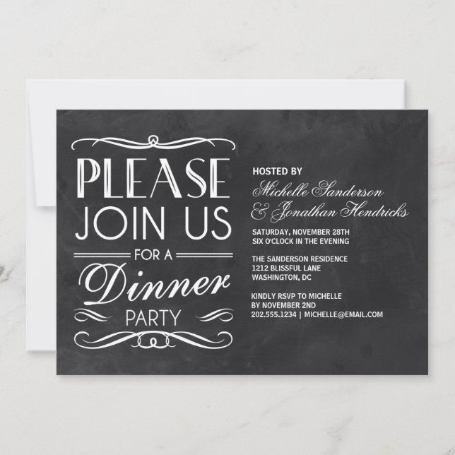 Chalkboard Typography | Dinner Party Invite (Front)