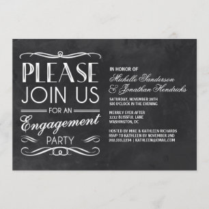 Chalkboard Typography   Engagement Party Invite