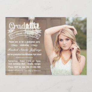 Chalkboard Typography Full Photo 2013 Graduation Invitation
