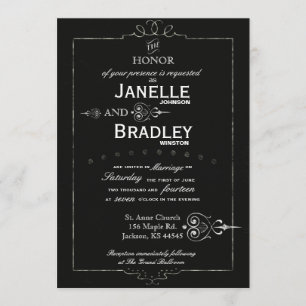 Chalkboard Typography Modern Wedding Invitation
