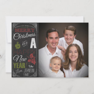 Chalkboard Typography Photo Christmas Card