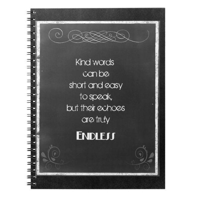 Chalkboard Typography Quote on Using Kind Words Notebook (Front)