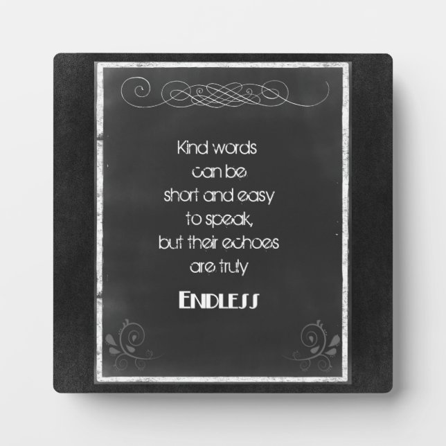 Chalkboard Typography Quote on Using Kind Words Plaque (Front)