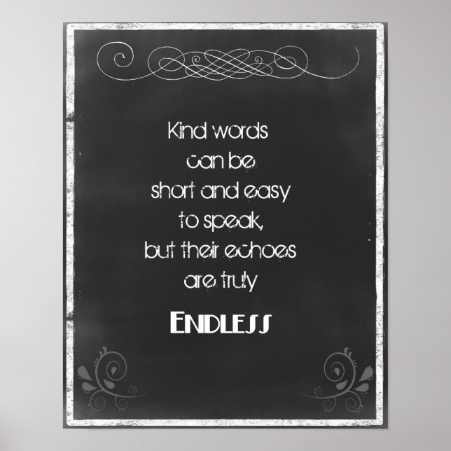 Chalkboard Typography Quote on Using Kind Words Poster (Front)