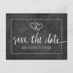Chalkboard typography save the date wedding cards