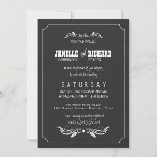 Chalkboard Typography Vintage Wedding Invitations