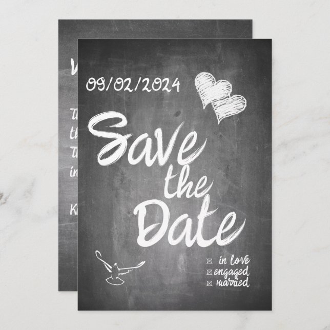 Chalkboard Typography Wedding Announcement (Front/Back)