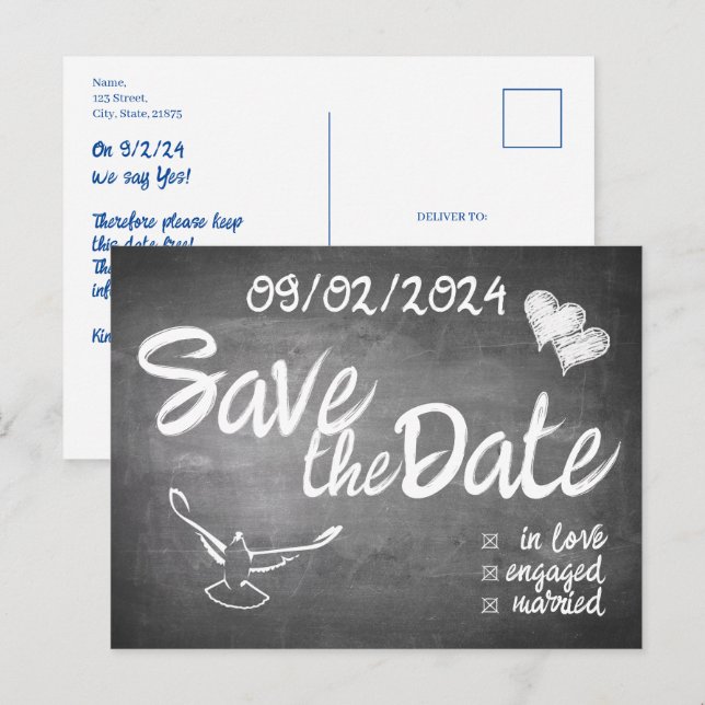 Chalkboard Typography Wedding Announcement (Front/Back)