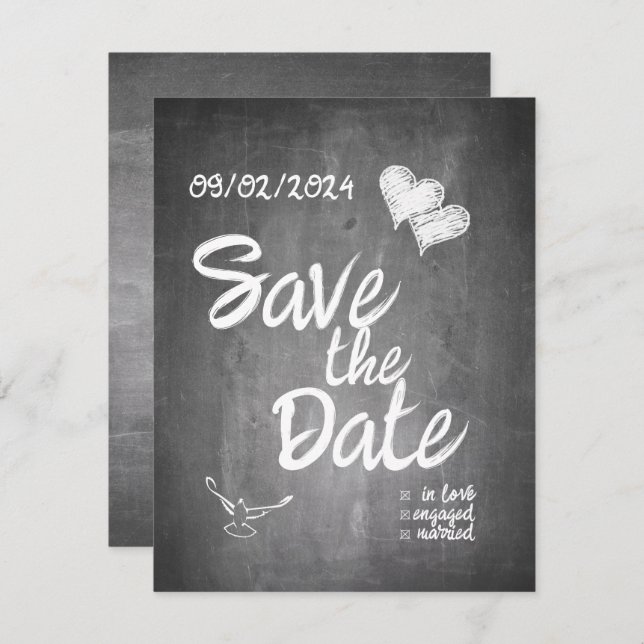 Chalkboard Typography Wedding Announcement (Front/Back)