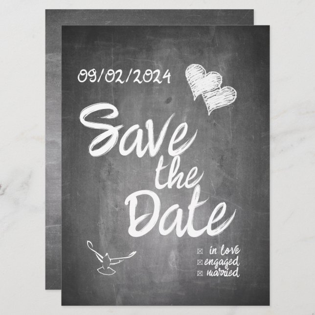 Chalkboard Typography Wedding Announcement (Front/Back)