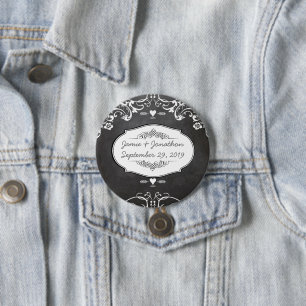 Chalkboard Typography Weddings 7.5 Cm Round Badge