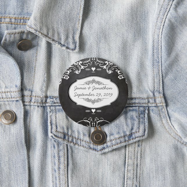 Chalkboard Typography Weddings 7.5 Cm Round Badge (In Situ)