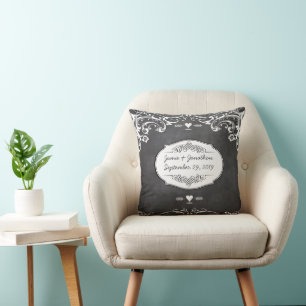 Chalkboard Typography Weddings Cushion