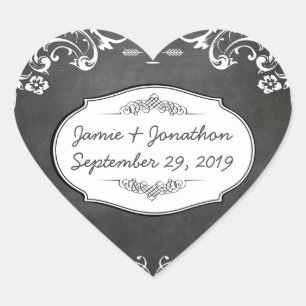 Chalkboard Typography Weddings Heart Sticker