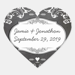 Chalkboard Typography Weddings Heart Sticker