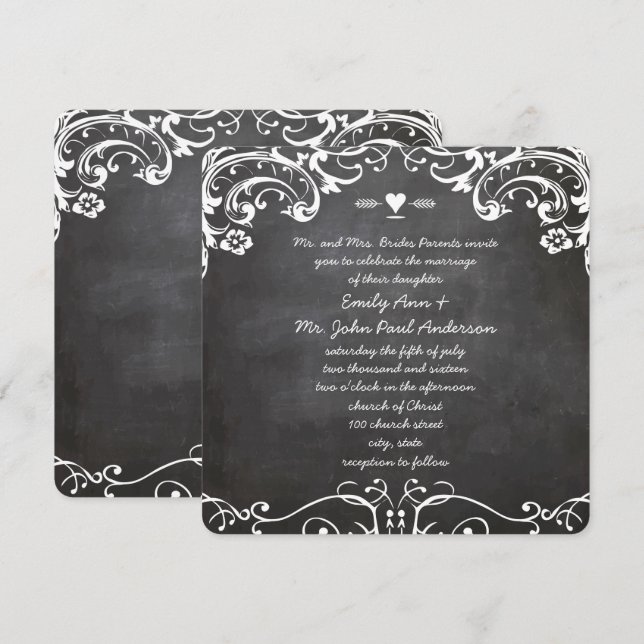 Chalkboard Typography Weddings Invitation (Front/Back)