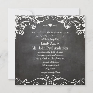 Chalkboard Typography Weddings Invitation