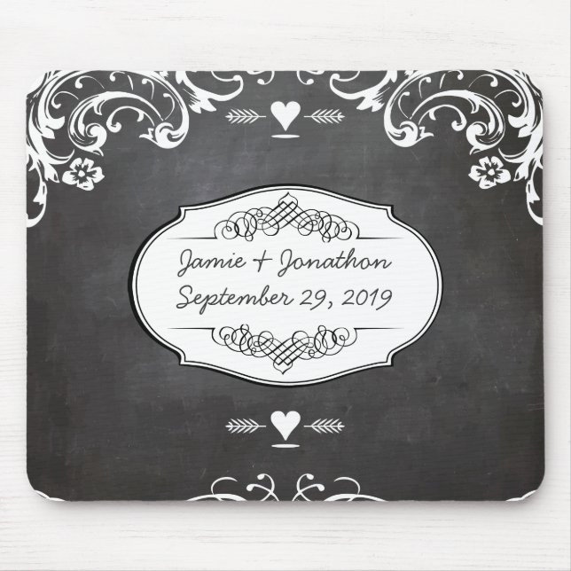 Chalkboard Typography Weddings Mouse Mat (Front)
