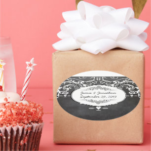 Chalkboard Typography Weddings Oval Sticker