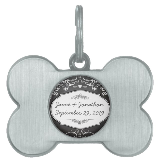 Chalkboard Typography Weddings Pet Tag (Front)