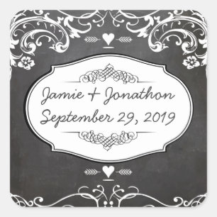 Chalkboard Typography Weddings Square Sticker