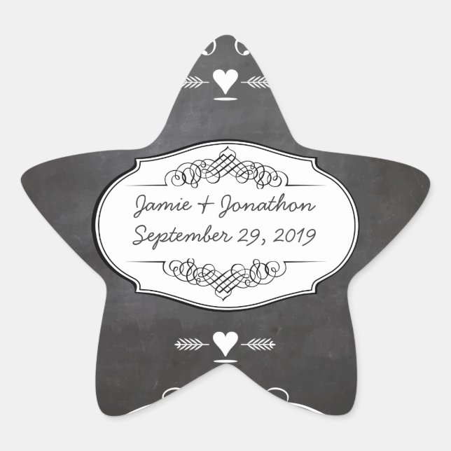 Chalkboard Typography Weddings Star Sticker (Front)