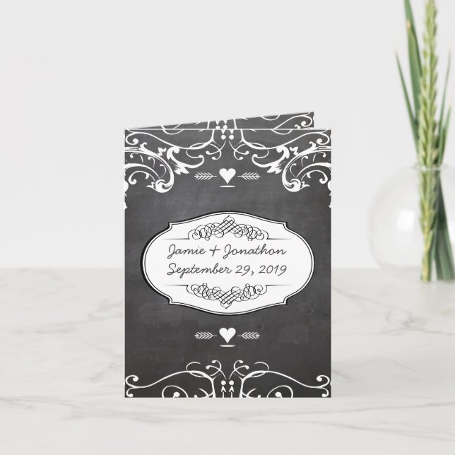 Chalkboard Typography Weddings Thank You Card (Front)