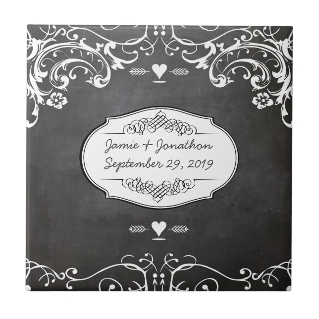 Chalkboard Typography Weddings Tile (Front)