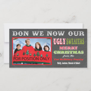 Chalkboard Ugly Christmas Sweater Photo Card