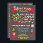 Chalkboard Ugly Sweater Christmas Party Invitation<br><div class="desc">Super cool Ugly Sweater Holiday Christmas Party invitations with an illustration of a ugly sweater,  fun typography and banners on a chalkboard background. Hand drawn illustration by McBooboo.</div>