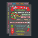 Chalkboard Ugly Sweater Christmas Party Invitation<br><div class="desc">Super cool Ugly Sweater Holiday Christmas Party invitations with an illustration of a ugly sweater,  fun typography and banners on a chalkboard background. Hand drawn illustration by McBooboo.</div>
