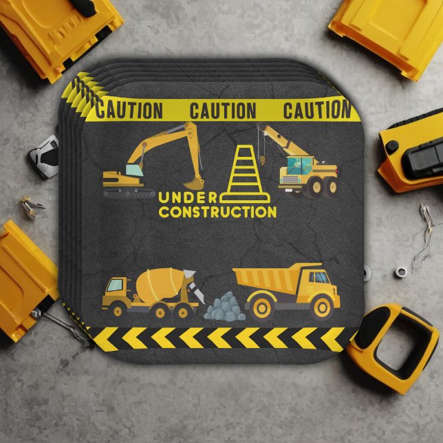 Chalkboard Under Construction Baby Shower  Paper Plate (Creator Uploaded)