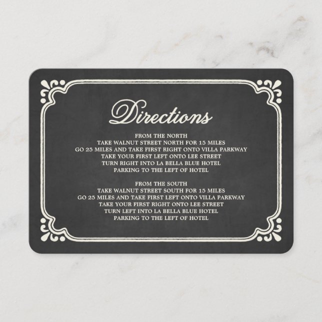 Chalkboard Union | Direction Enclosure Card (Front)
