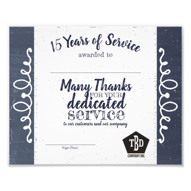 Chalkboard universal employee anniversary award photo print (Front)