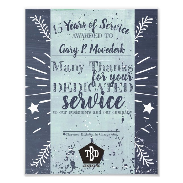 Chalkboard universal employee anniversary award photo print (Front)