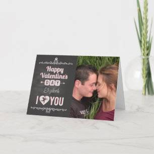 Chalkboard Valentine custom photo/name I Heart You Holiday Card