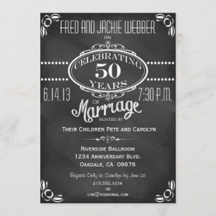 Chalkboard Vintage 50th Anniversary Invitation