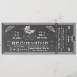 Chalkboard Vintage Baby Shower Ticket Invitation