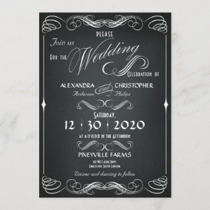 Chalkboard Vintage Bold Typography Wedding Frame Invitation