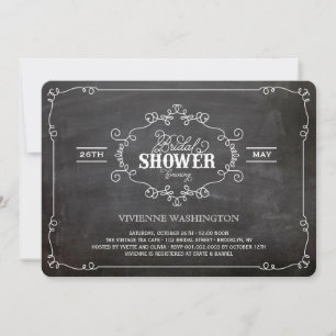 Chalkboard Vintage Chic Flourish Bridal Shower Invitation