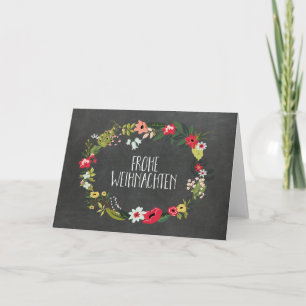 Chalkboard Vintage Floral German Christmas Card