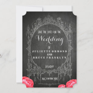 Chalkboard Vintage Floral - Save The Date Card