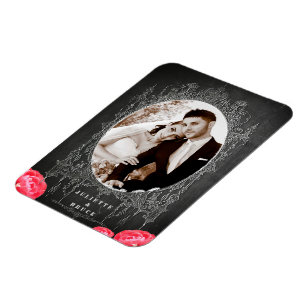 Chalkboard Vintage Floral - Wedding Photo Magnet
